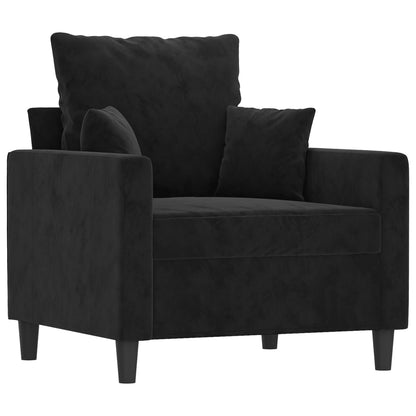 Sofa Set Black Velvet (100% polyester), metal, textilene, plywood