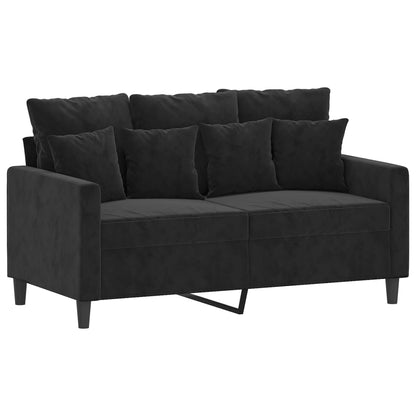 Sofa Set Black Velvet (100% polyester), metal, textilene, plywood