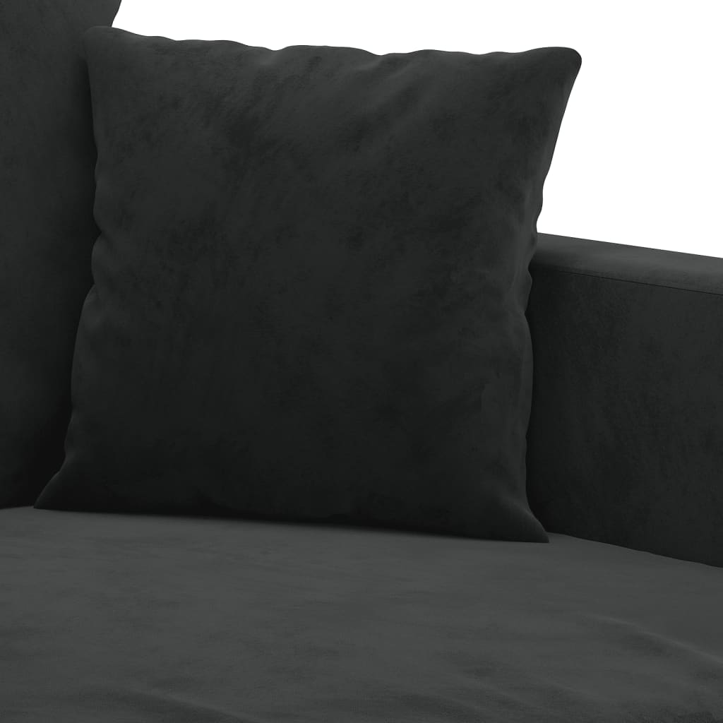 Sofa Set Black Velvet (100% polyester), metal, textilene, plywood