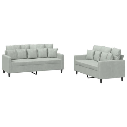 Sofa Set Light Grey Velvet (100% polyester), metal, plywood Medium