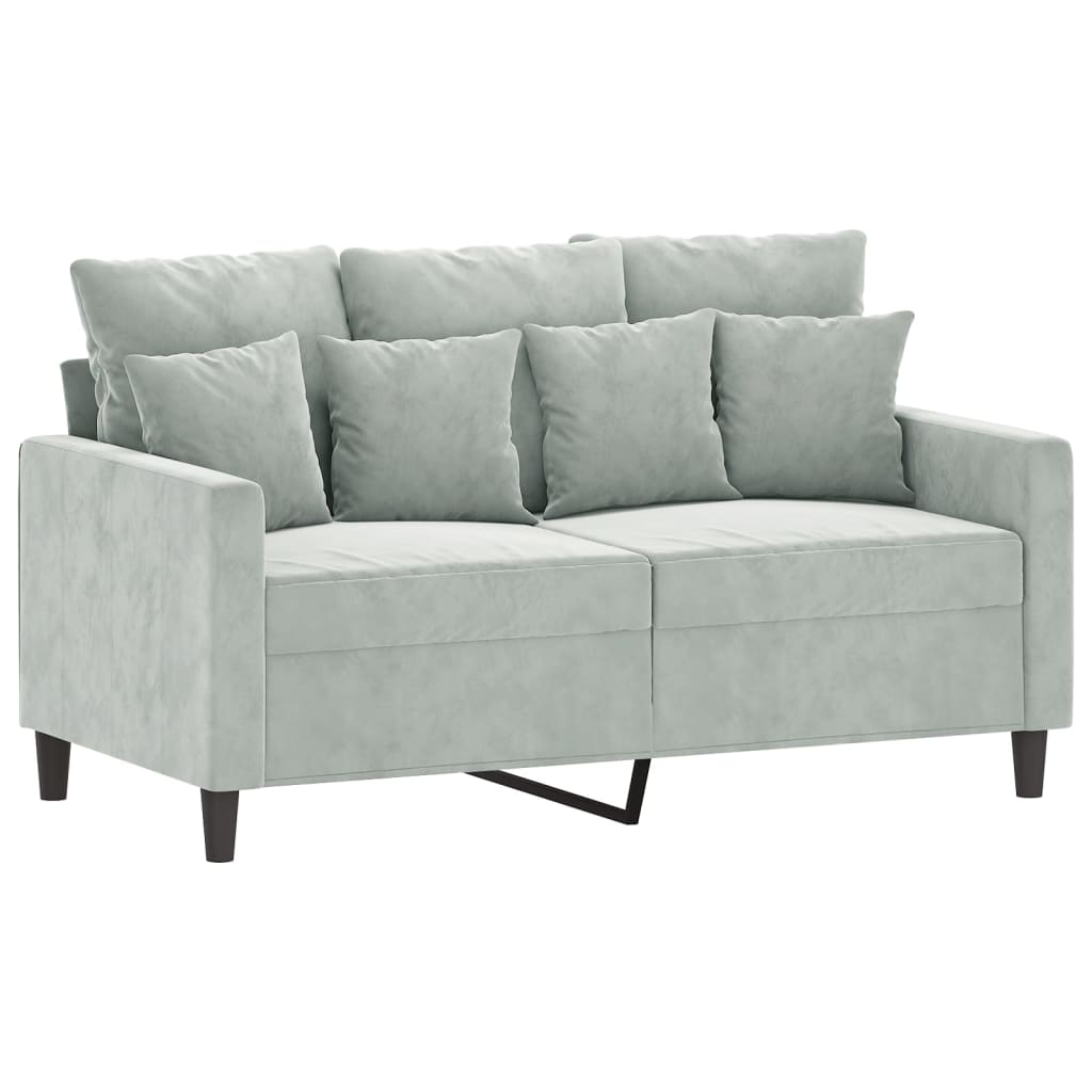 Sofa Set Light Grey Velvet (100% polyester), metal, plywood Medium
