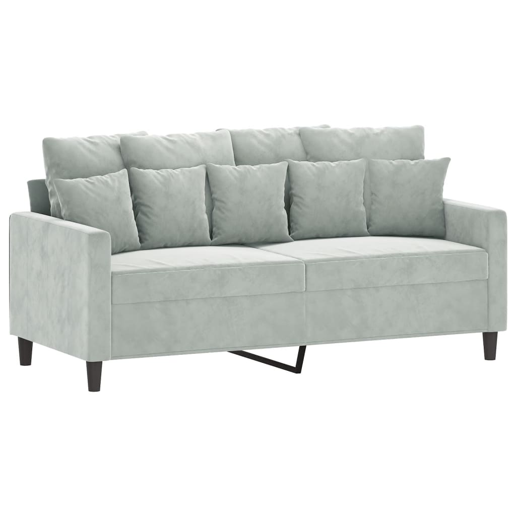 Sofa Set Light Grey Velvet (100% polyester), metal, plywood Medium