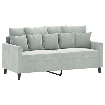 Sofa Set Light Grey Velvet (100% polyester), metal, plywood Medium