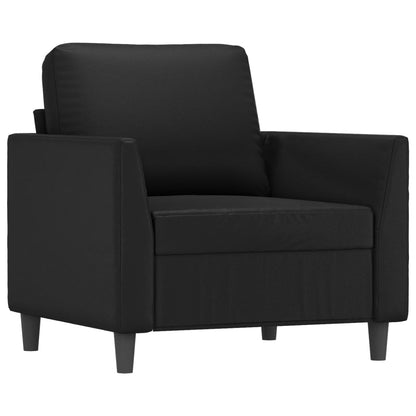 Sofa Set Black Faux leather 2-Seater Durable Sofa Set