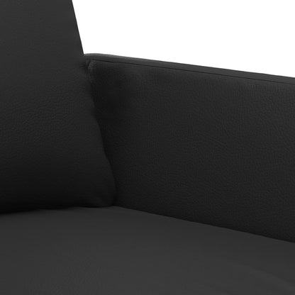 Sofa Set Black Faux leather 2-Seater Durable Sofa Set