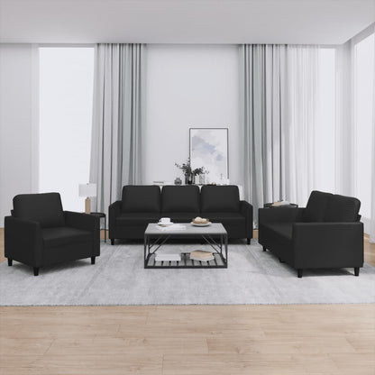 Sofa Set Black Faux leather 2-Seater Durable Sofa Set