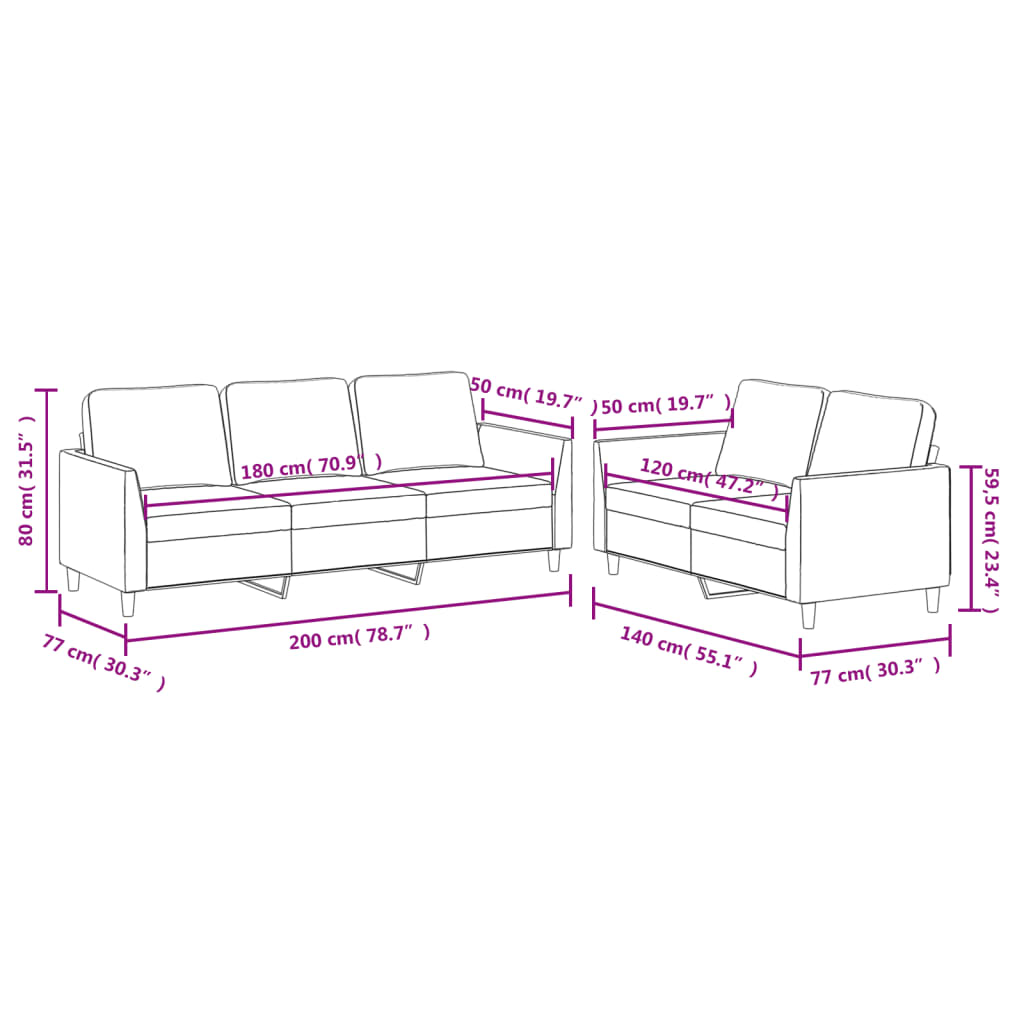 Sofa Set Black Faux leather, metal, textilene, plywood
