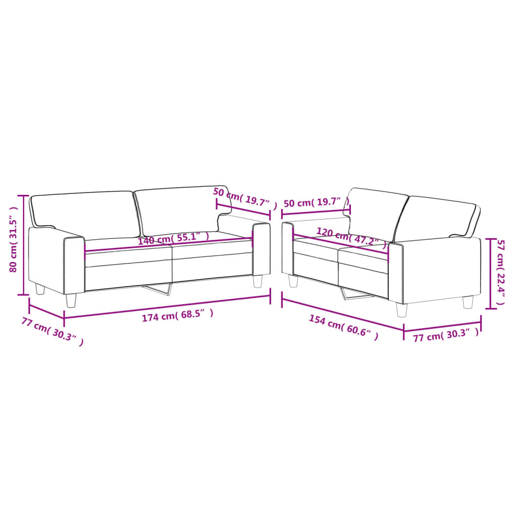 Sofa Set Black Faux leather, metal, plywood 2-Seater Sofa Set