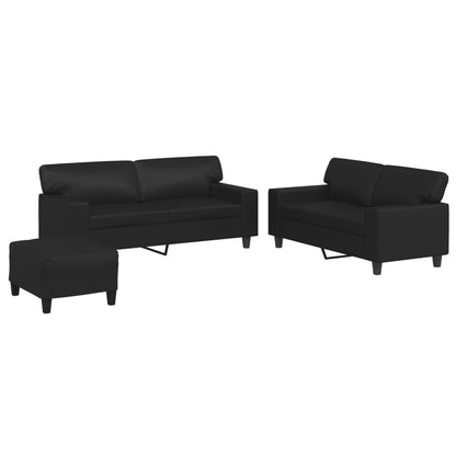 Sofa Set Black Faux leather 2-seater Sofa Set Rectangular