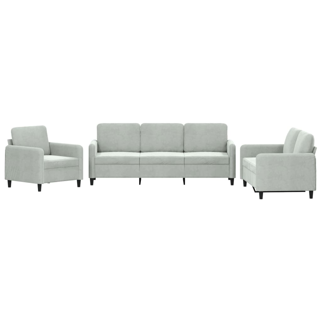 Sofa Set Light Grey Velvet