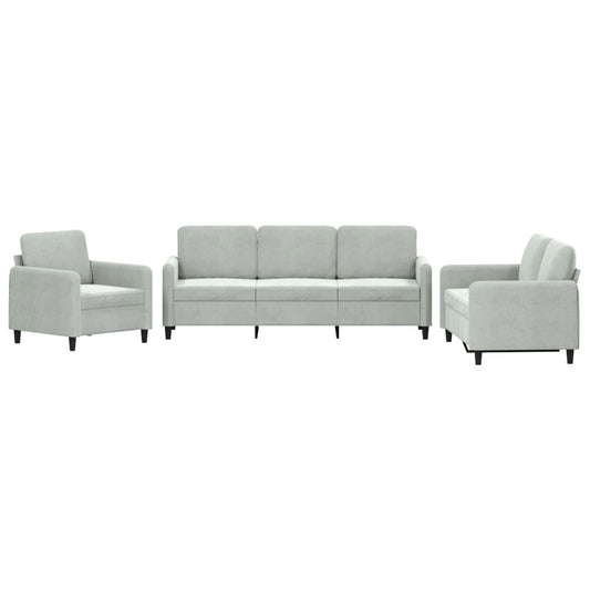 Sofa Set Light Grey Velvet