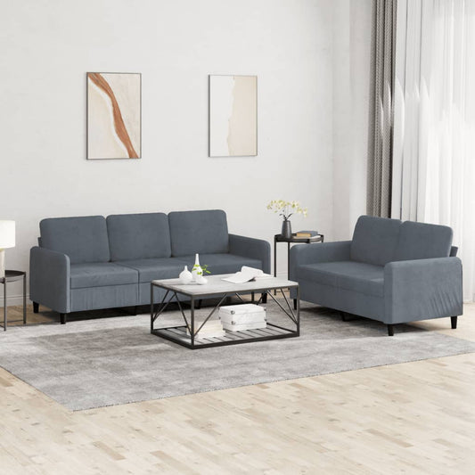 Sofa Set Dark grey Velvet (100% polyester), metal, textilene, plywood
