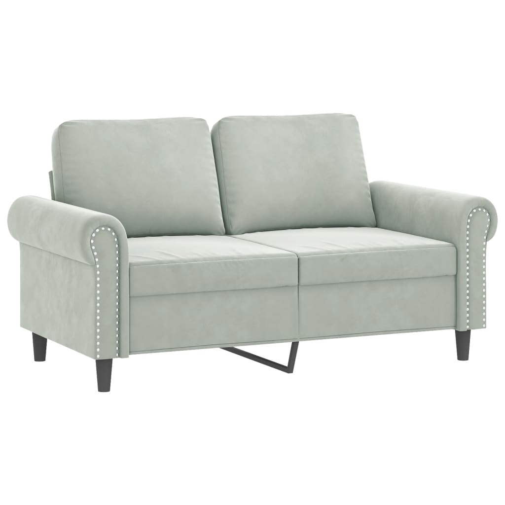 Sofa Set Light Grey Velvet, Metal, Plywood, PP Cotton 2-Seater