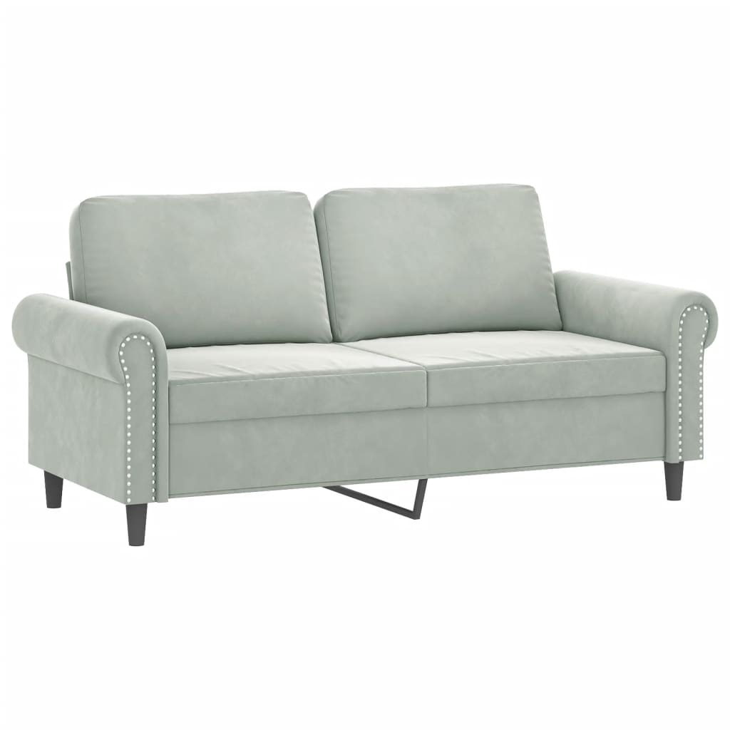 Sofa Set Light Grey Velvet, Metal, Plywood, PP Cotton 2-Seater