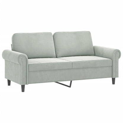 Sofa Set Light Grey Velvet, Metal, Plywood, PP Cotton 2-Seater