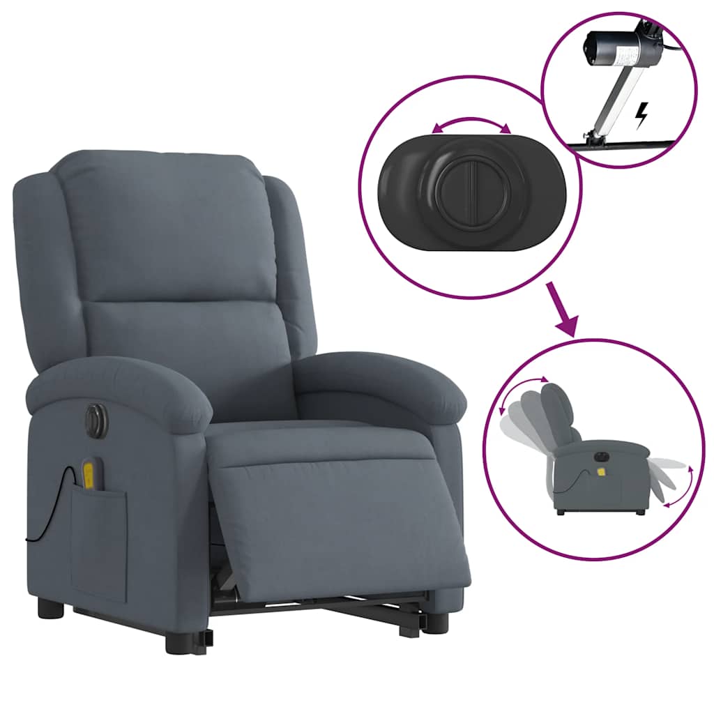 Electric Stand Up Massage Recliner Chair Dark Gray