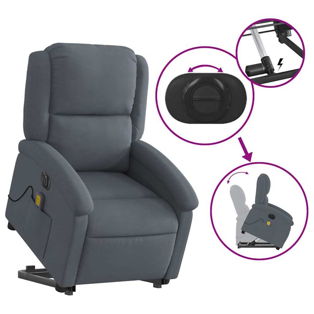 Electric Stand Up Massage Recliner Chair Dark Gray