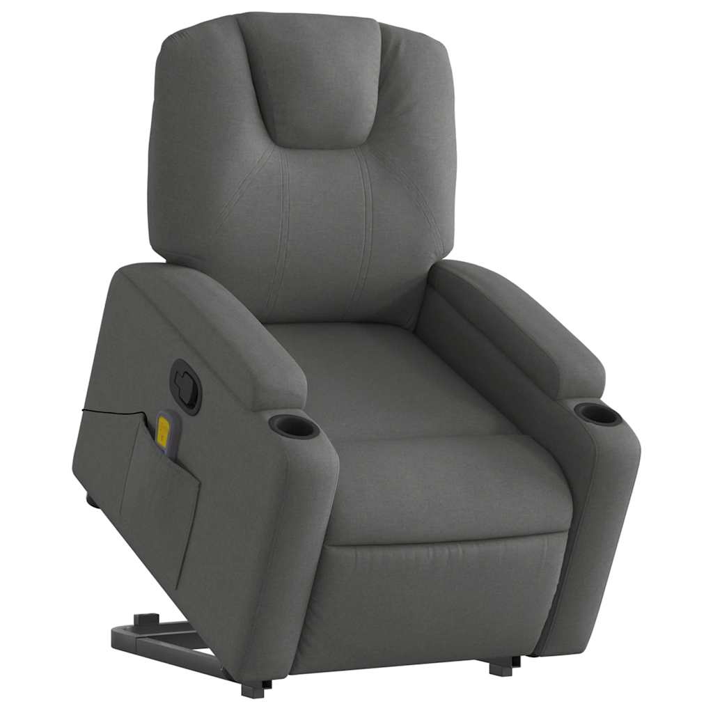 Stand up Massage Recliner Chair Dark Gray Fabric