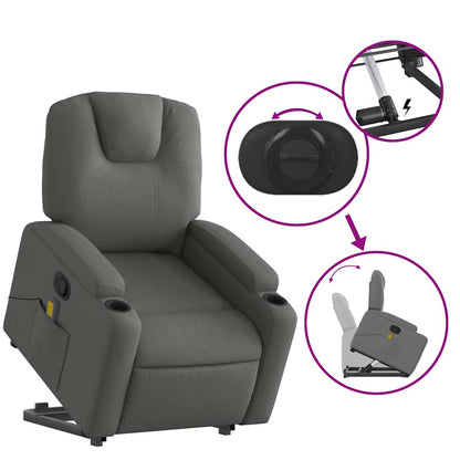 Stand up Massage Recliner Chair Dark Gray Fabric