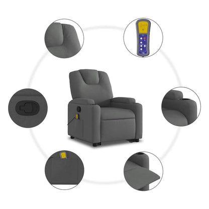 Stand up Massage Recliner Chair Dark Gray Fabric
