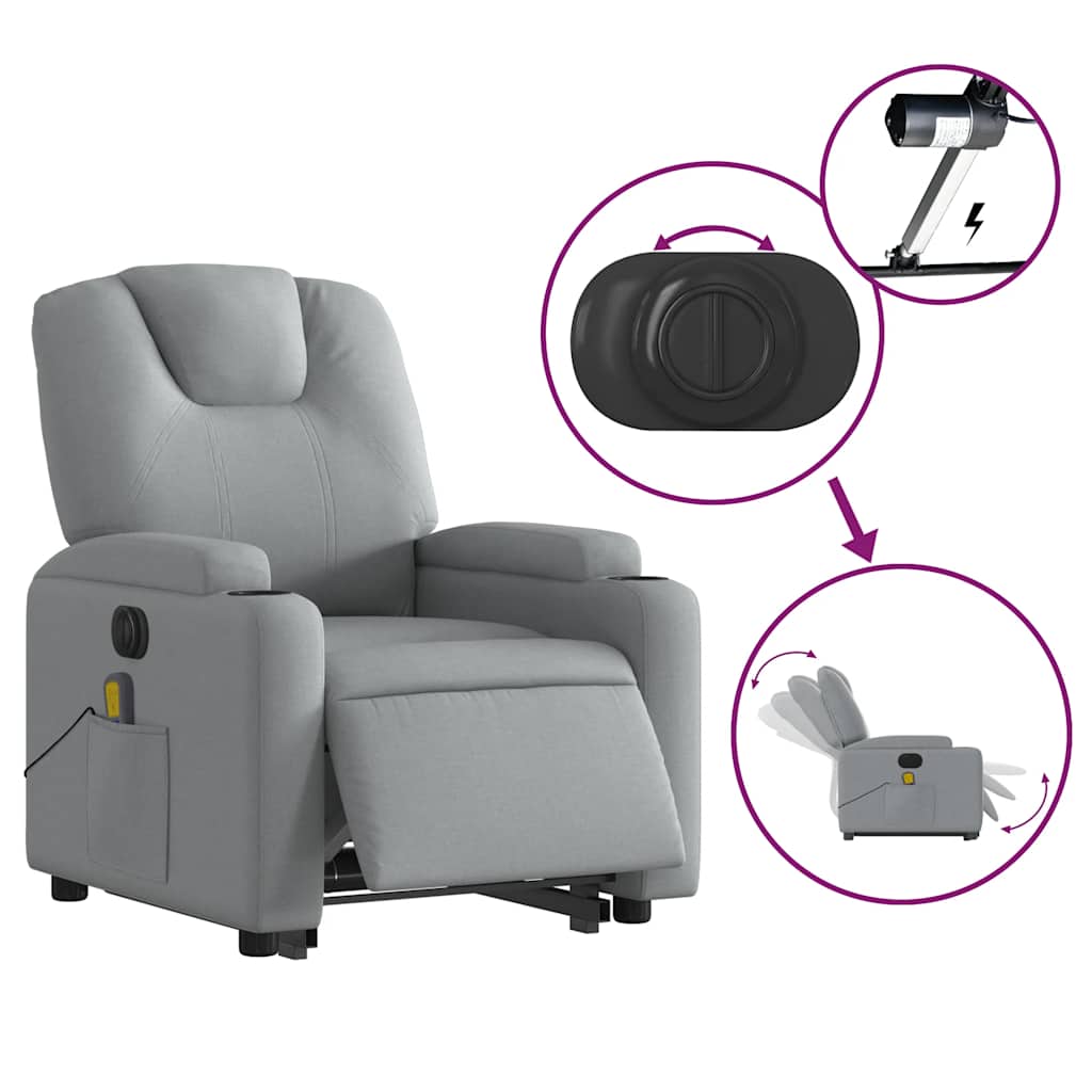 Electric Stand Up Massage Recliner Chair Light grey