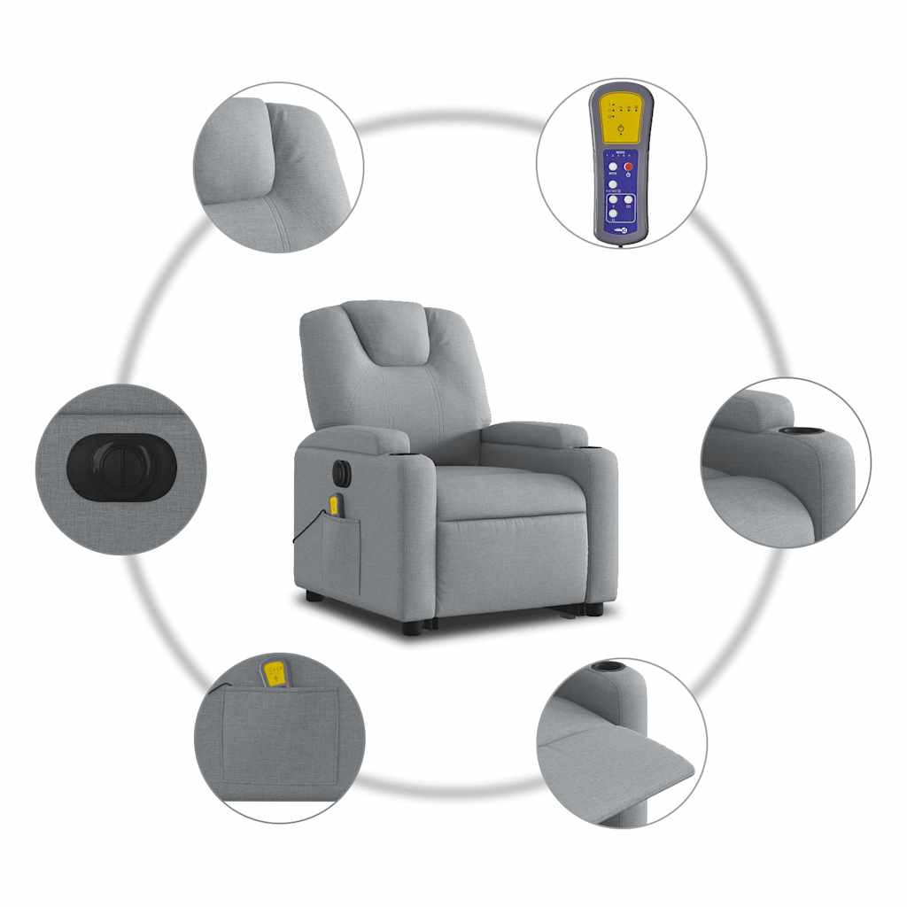 Electric Stand Up Massage Recliner Chair Light grey