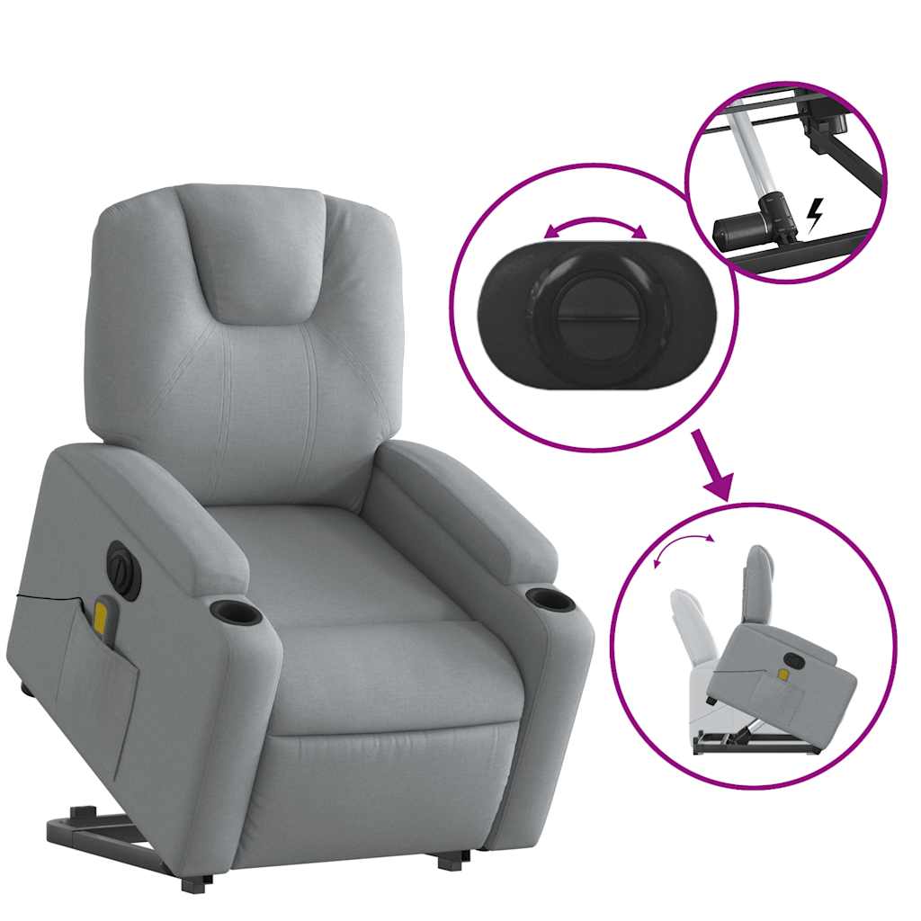 Electric Stand Up Massage Recliner Chair Light grey