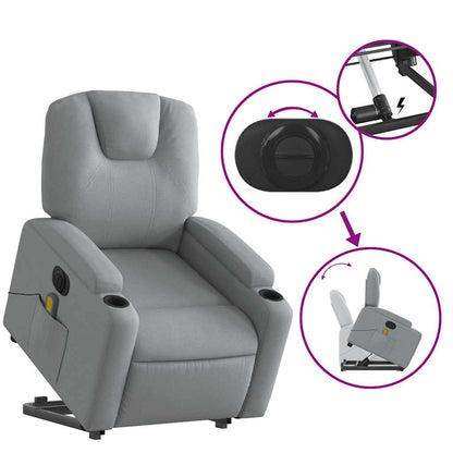 Electric Stand Up Massage Recliner Chair Light grey