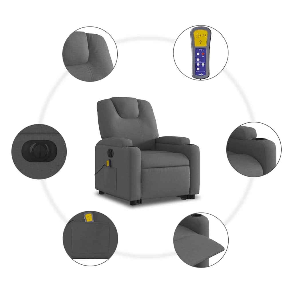 Electric Stand Up Massage Recliner Chair Dark grey