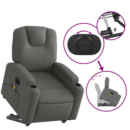 Electric Stand Up Massage Recliner Chair Dark grey
