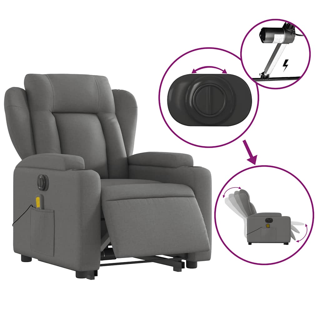 Electric Stand Up Massage Recliner Chair Dark gray