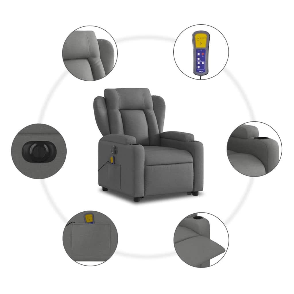 Electric Stand Up Massage Recliner Chair Dark gray