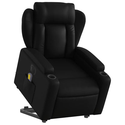 Electric Stand up Massage Recliner Chair Black Faux Leather