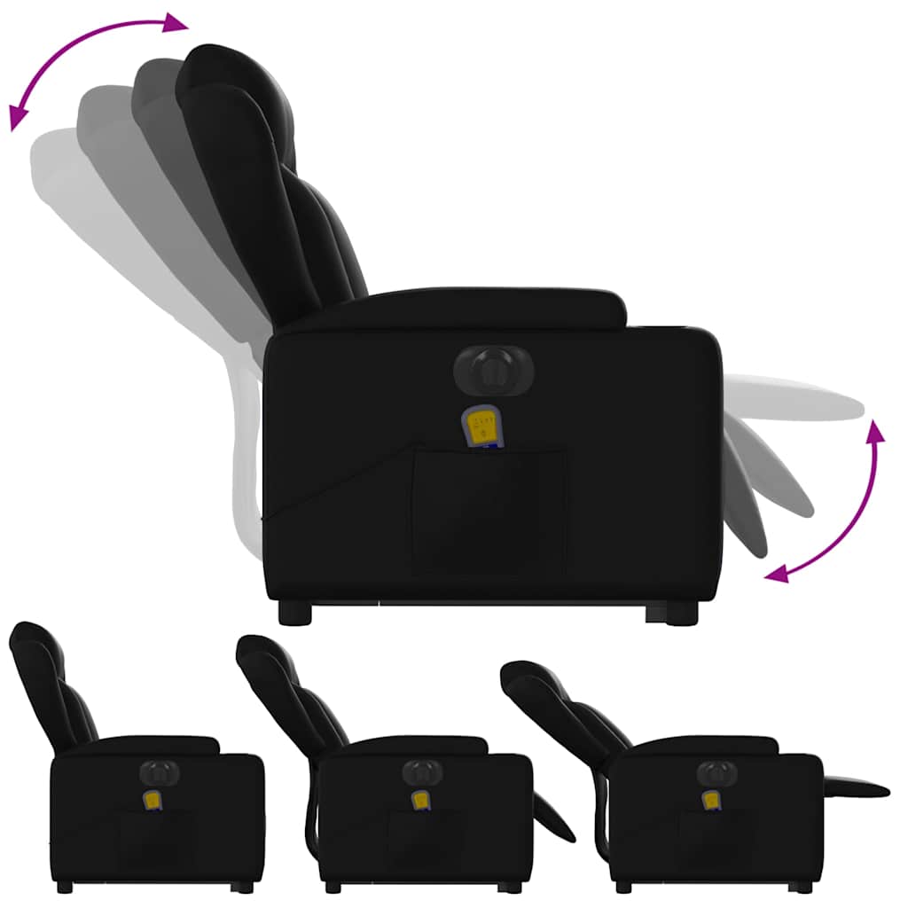 Electric Stand up Massage Recliner Chair Black Faux Leather