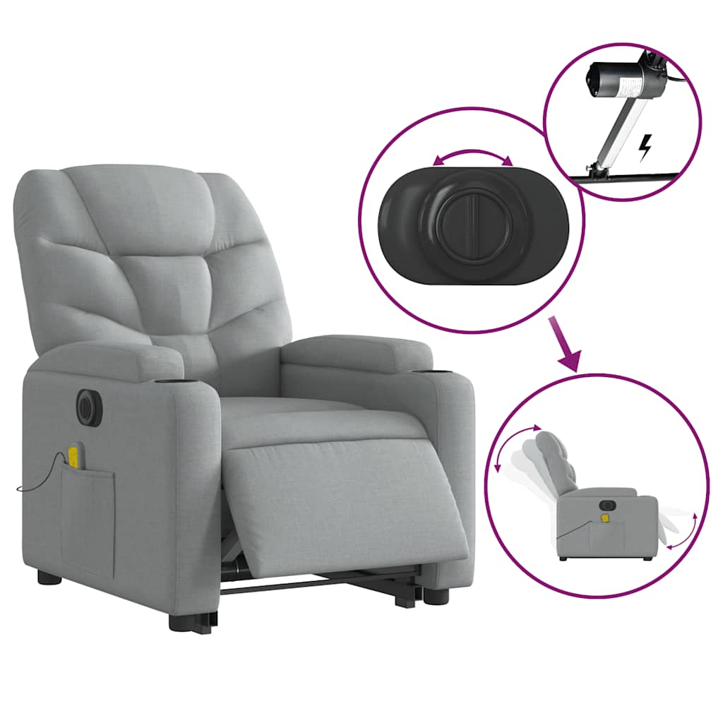 Electric Stand Up Massage Recliner Chair Light Gray