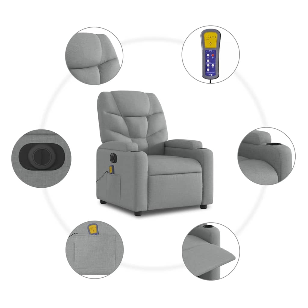Electric Stand Up Massage Recliner Chair Light Gray