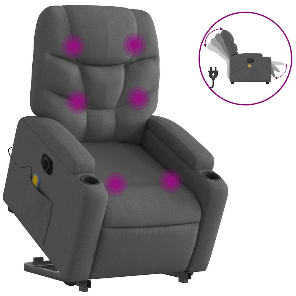 Electric Stand up Massage Recliner Chair Dark Gray Fabric