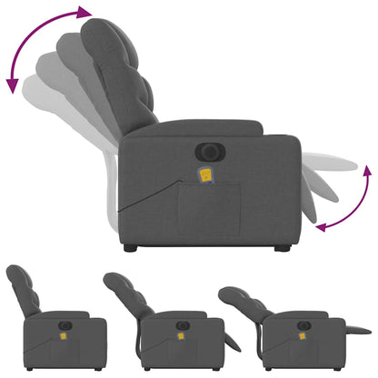 Electric Stand up Massage Recliner Chair Dark Gray Fabric