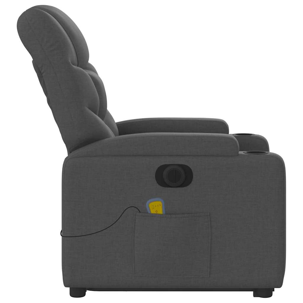 Electric Stand up Massage Recliner Chair Dark Gray Fabric
