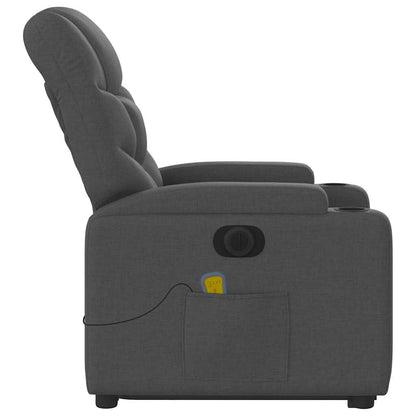 Electric Stand up Massage Recliner Chair Dark Gray Fabric
