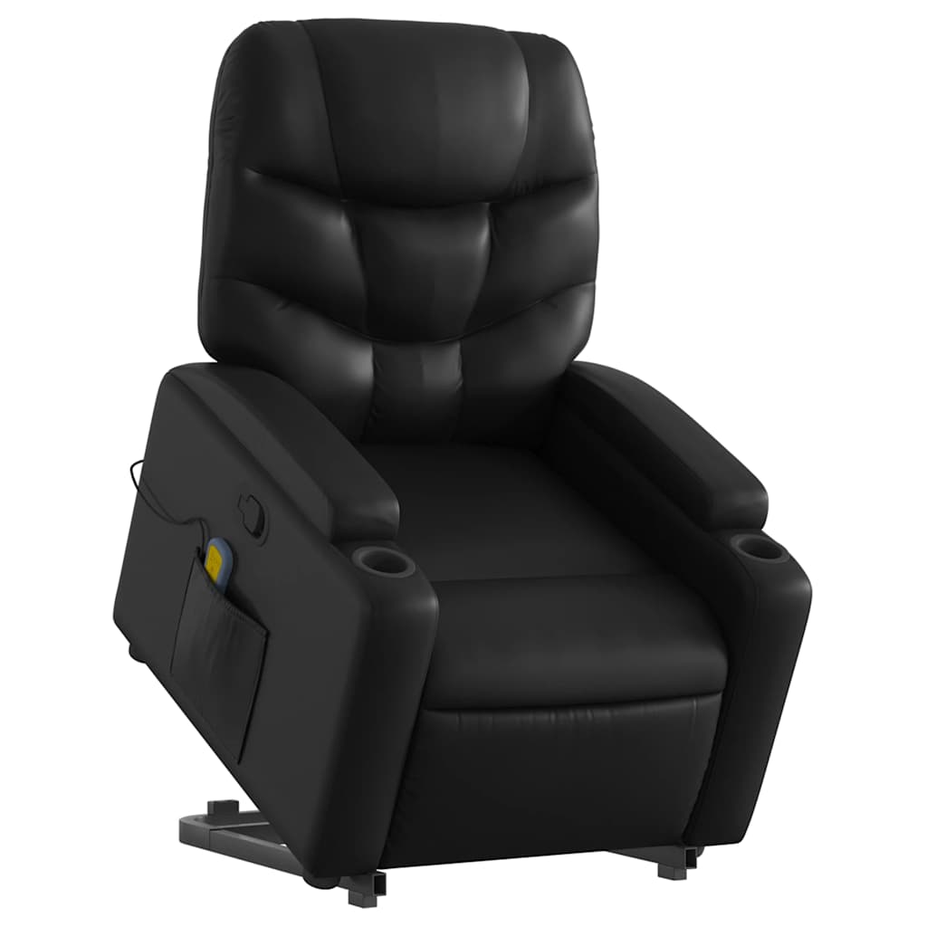 Stand up Massage Recliner Chair Black Faux Leather