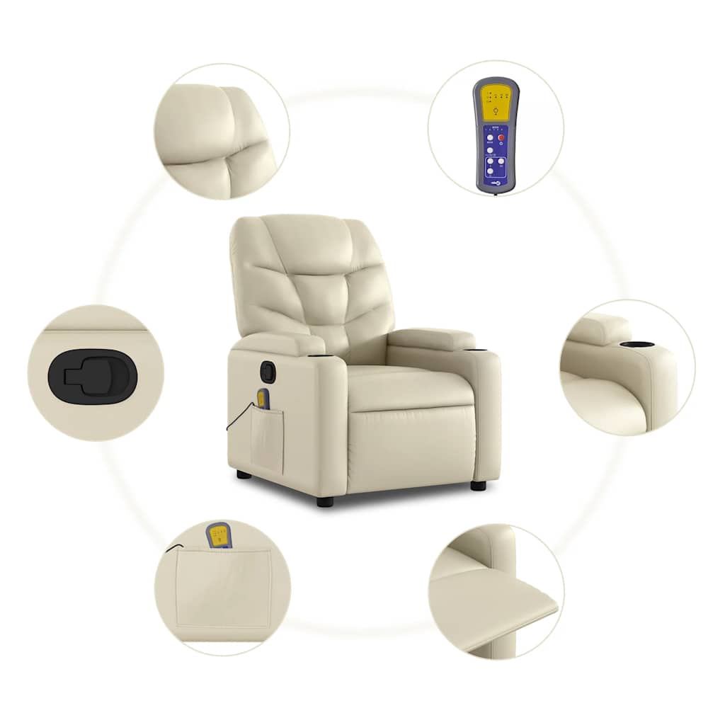 Stand Up Massage Recliner Chair Cream