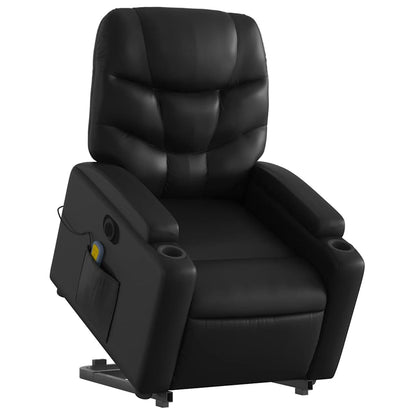 Electric Stand up Massage Recliner Chair Black Faux Leather