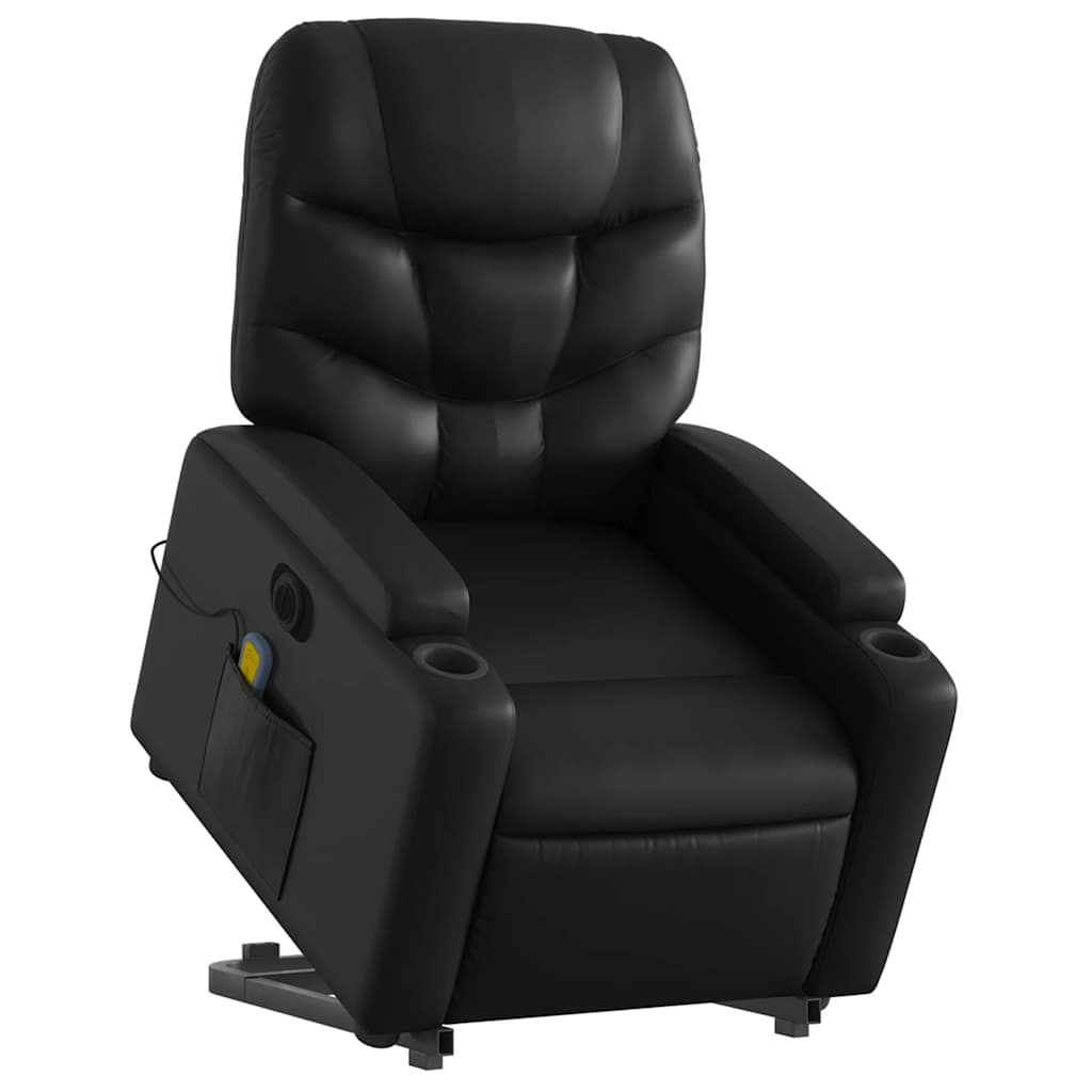 Electric Stand up Massage Recliner Chair Black Faux Leather