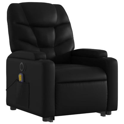Electric Stand up Massage Recliner Chair Black Faux Leather
