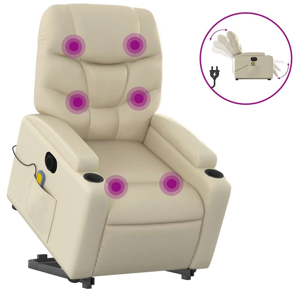 Electric Stand Up Massage Recliner Chair Cream