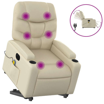 Electric Stand Up Massage Recliner Chair Cream
