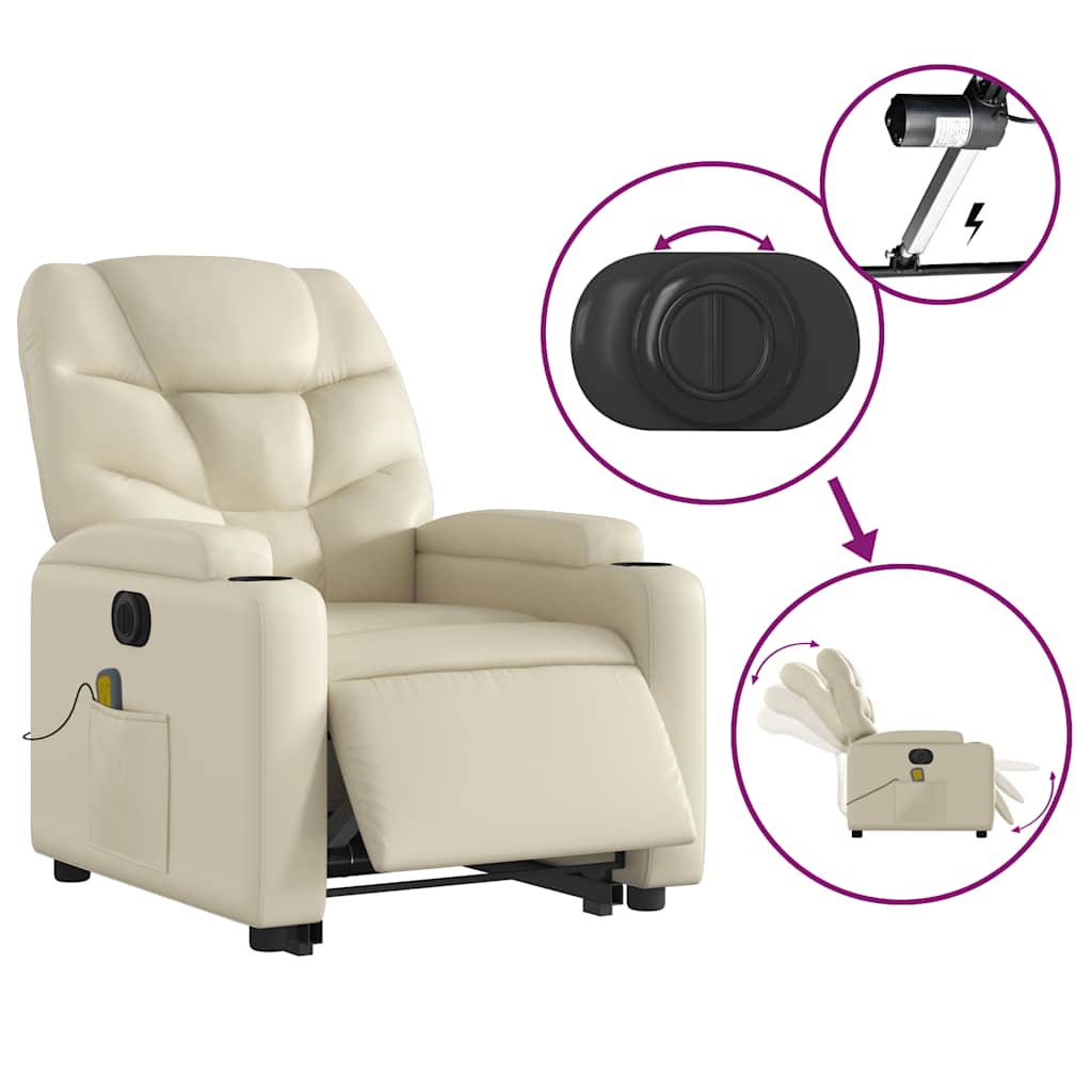 Electric Stand Up Massage Recliner Chair Cream