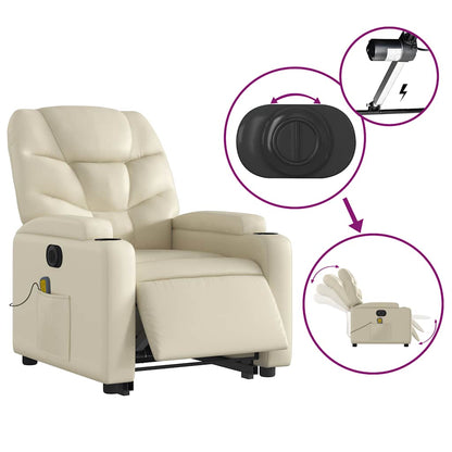 Electric Stand Up Massage Recliner Chair Cream