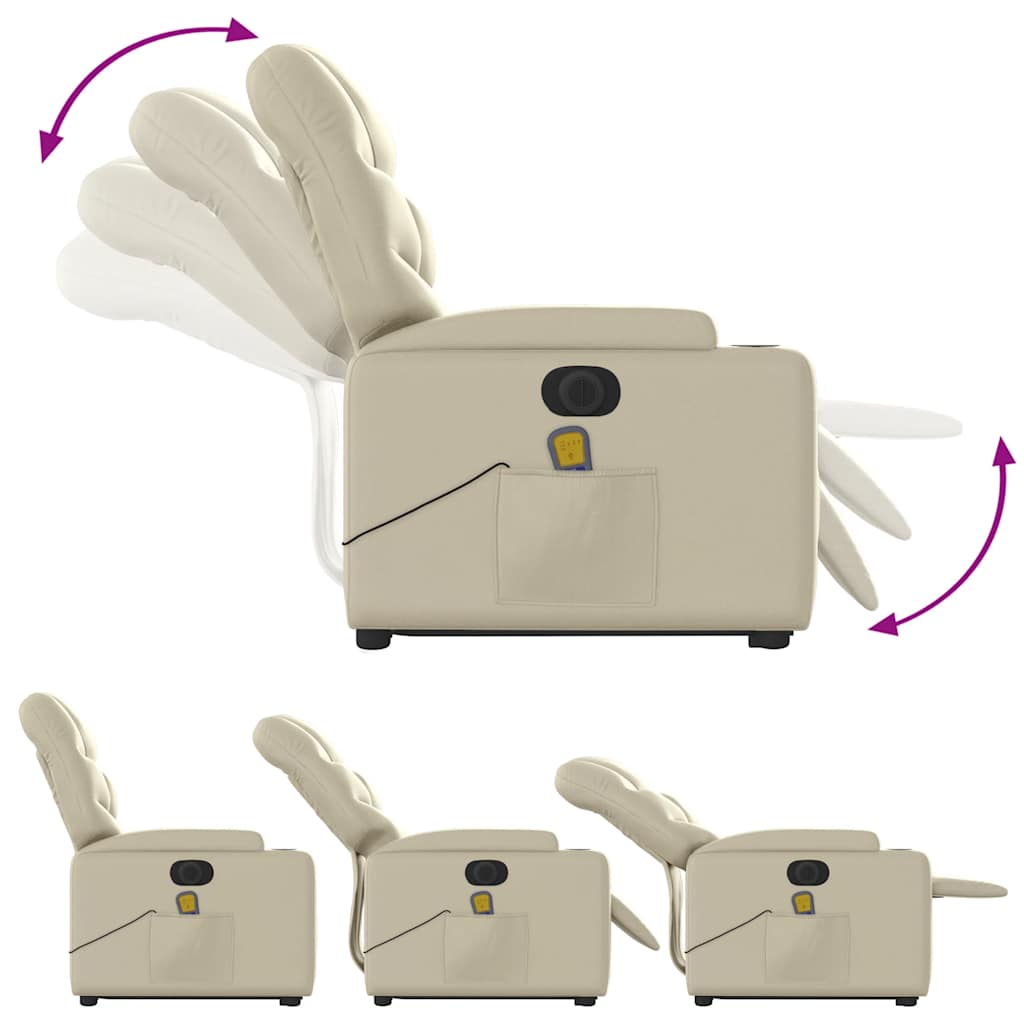 Electric Stand Up Massage Recliner Chair Cream